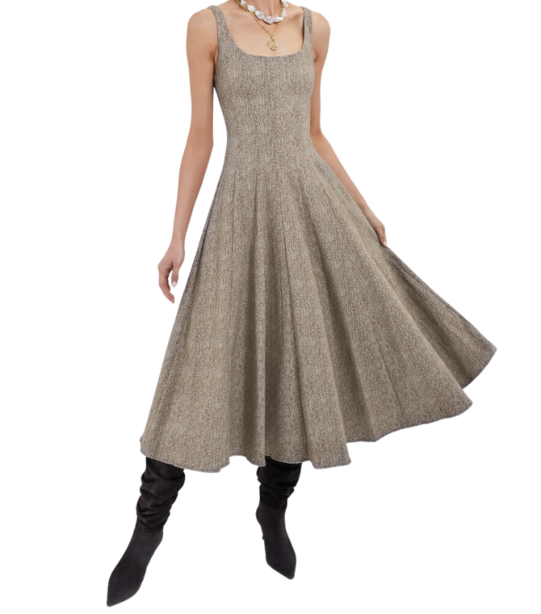 Mocha Herringbone Wells Dress